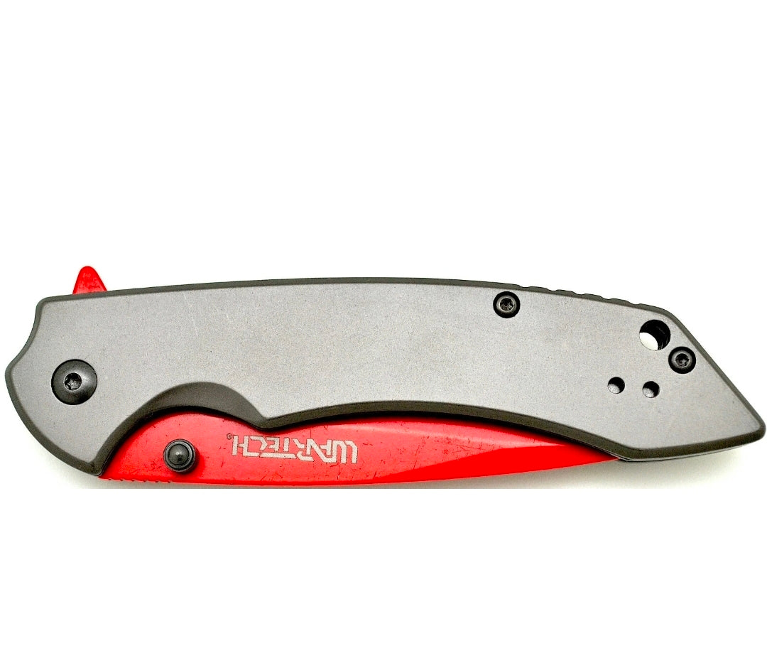 8" WARTECH Red Steel Grey Spring Assisted Sport POCKET Folding KNIFE Knives